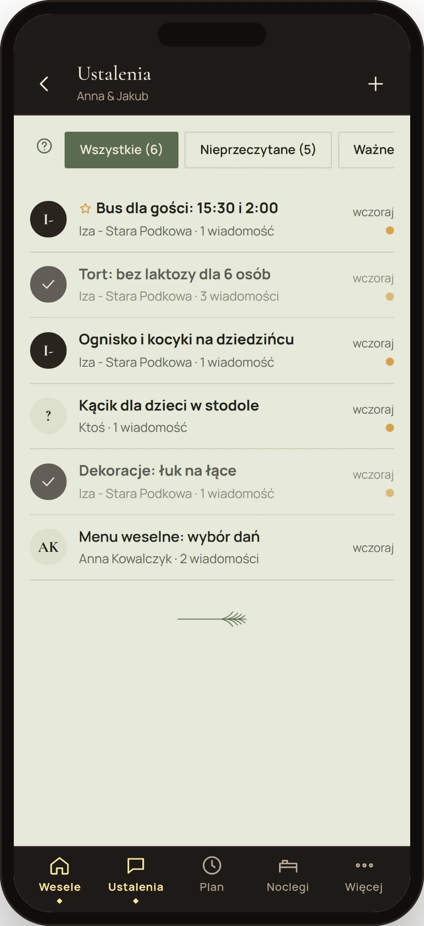 Ustalenia z salą